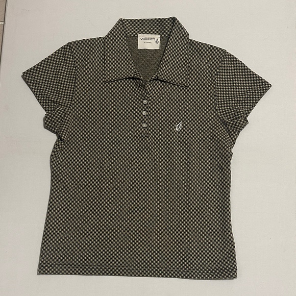 Volcom Women's Black and beige Patterned Button size XL (Junior) - Picture 1 of 6